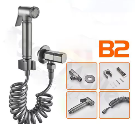 Grifo Ducha Bidet de Mano con Manguera Espiral – Kit Higiénico Multifuncional para Baño
