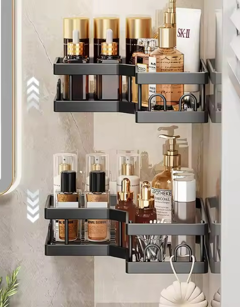 Organizador Esquinero de Baño Metálico Multifuncional – Estante Adhesivo Antióxido para Ducha y Lavamanos