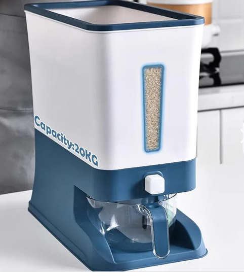 Dispensador de Arroz y Granos Hermético con Medidor – Contenedor Organizador de Cocina
