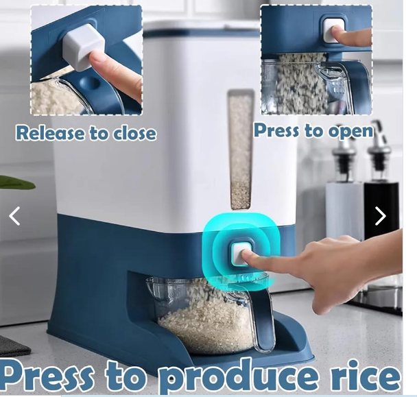 Dispensador de Arroz y Granos Hermético con Medidor – Contenedor Organizador de Cocina